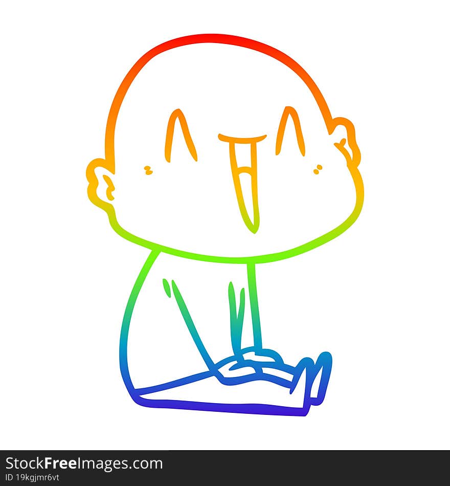 rainbow gradient line drawing of a happy cartoon bald man