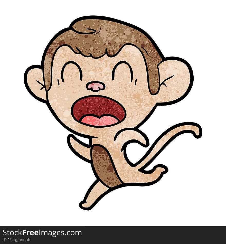 shouting cartoon monkey running. shouting cartoon monkey running