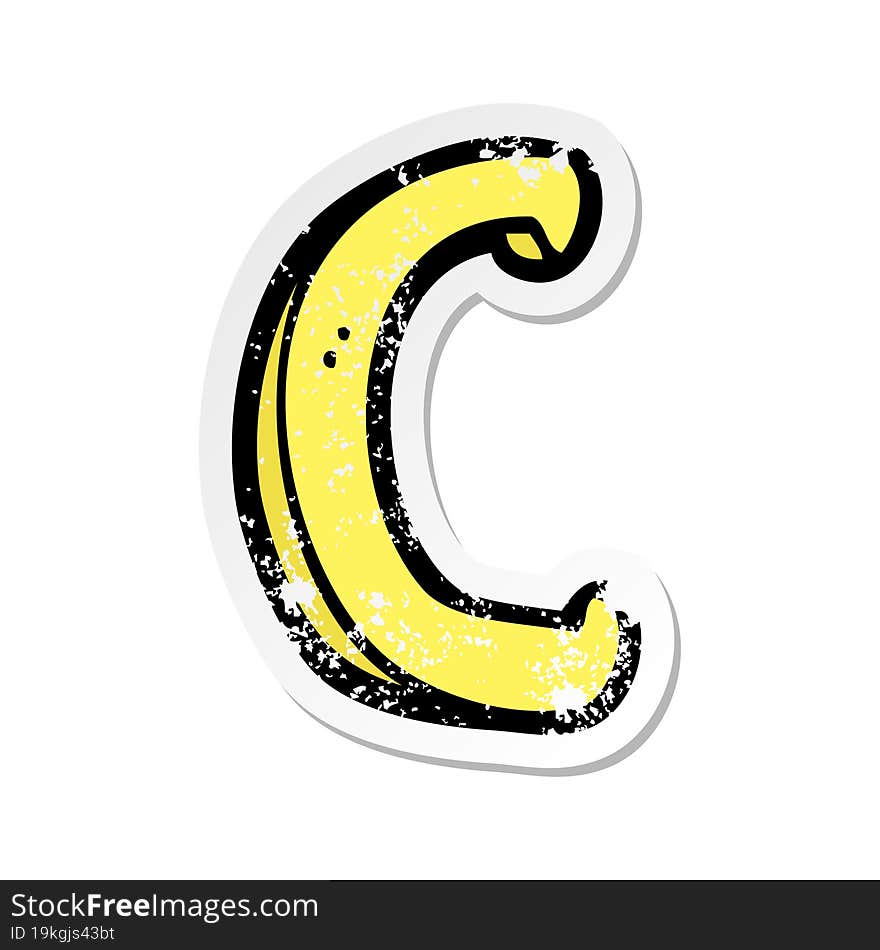 Retro Distressed Sticker Of A Cartoon Letter C