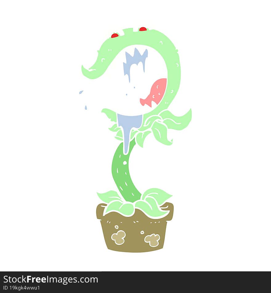 Flat Color Illustration Of A Cartoon Carnivorous Plant