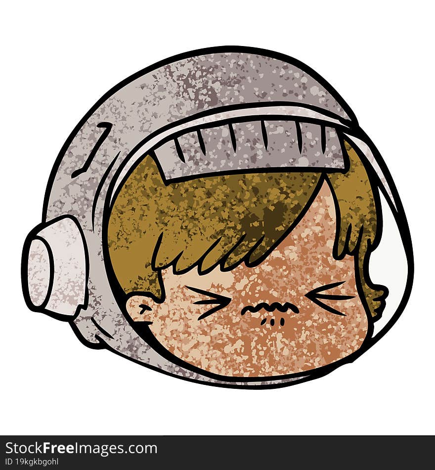 cartoon stressed astronaut face. cartoon stressed astronaut face