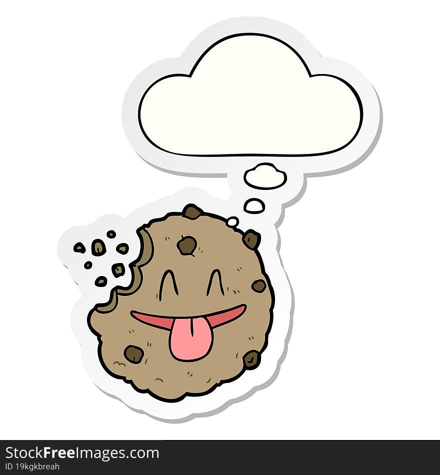 cartoon cookie and thought bubble as a printed sticker