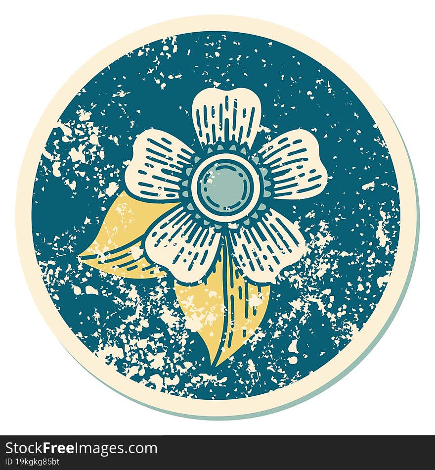 distressed sticker tattoo style icon of a flower