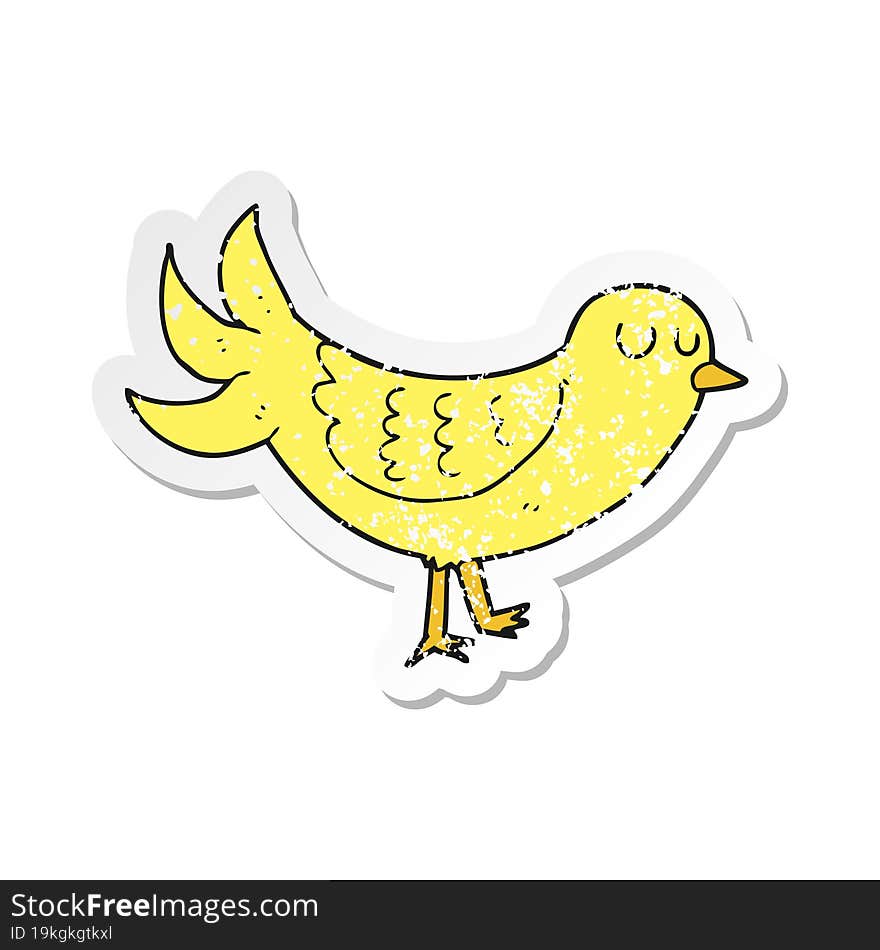 Retro Distressed Sticker Of A Cartoon Bird