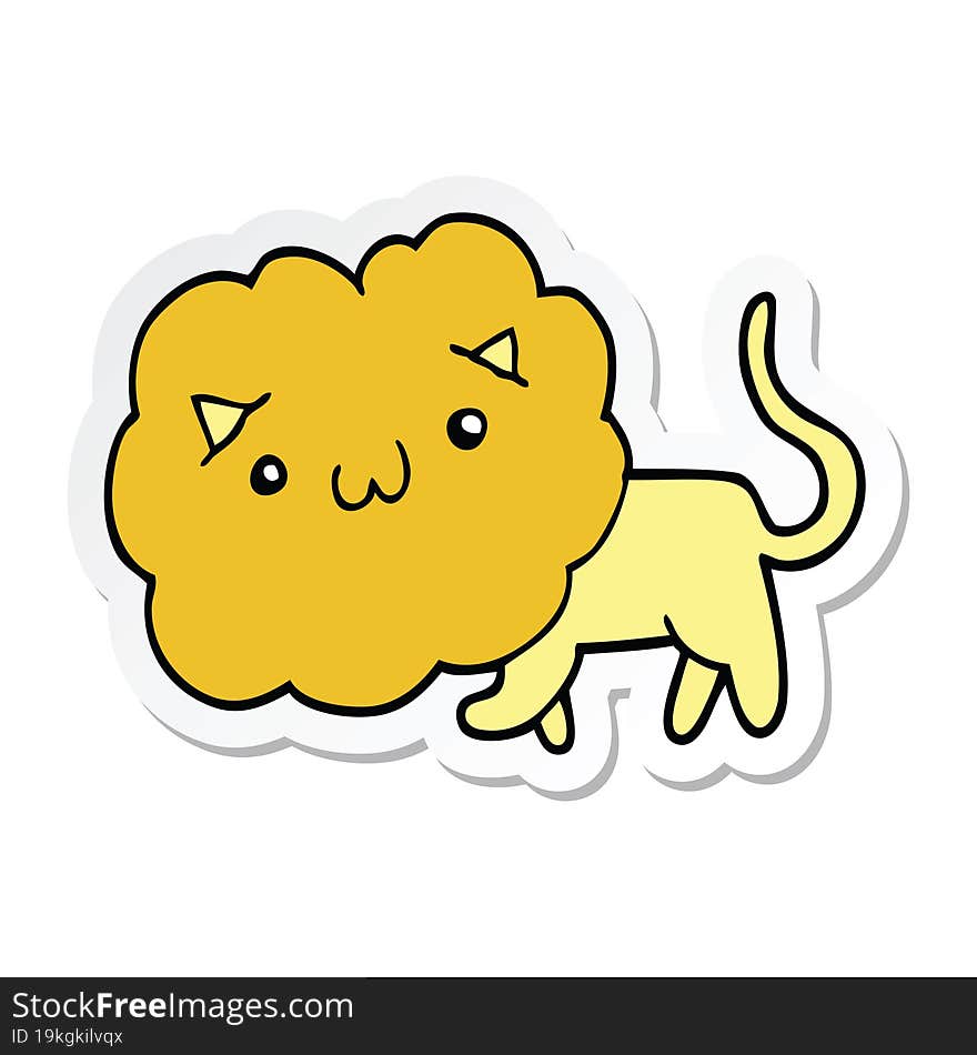 Sticker Of A Cute Cartoon Lion