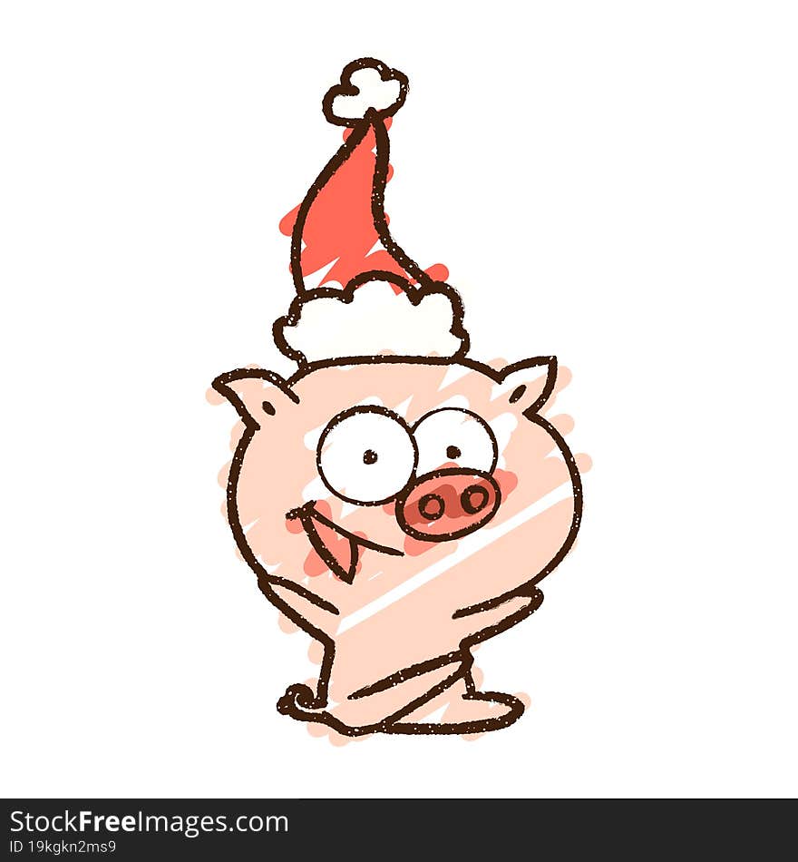 Festive Pig Chalk Drawing