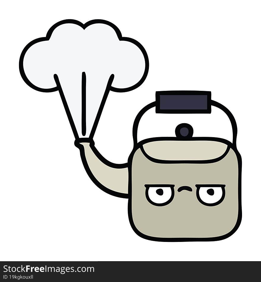 cute cartoon steaming kettle