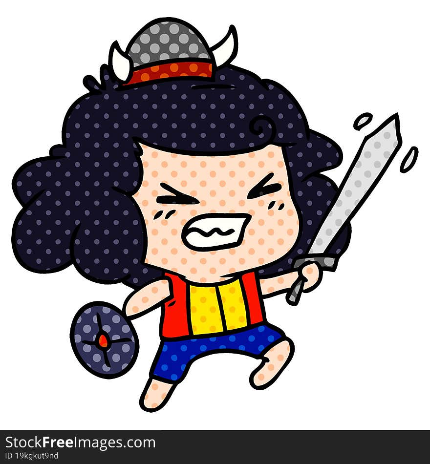 cartoon of kawaii viking child