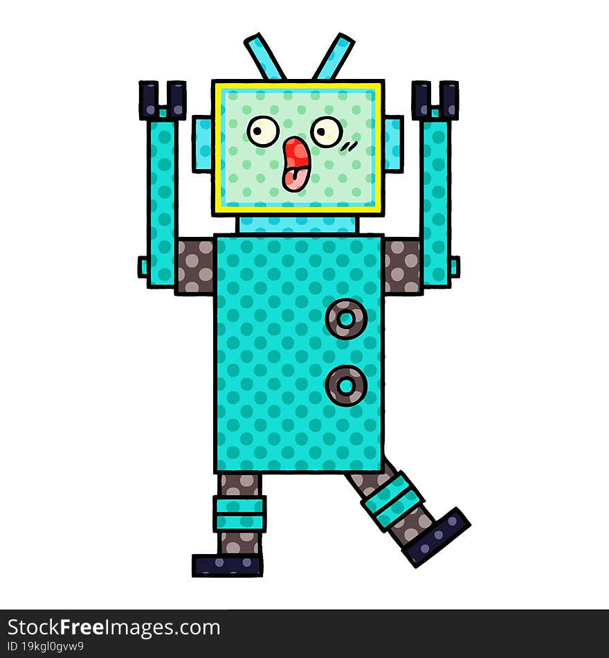 Comic Book Style Cartoon Robot