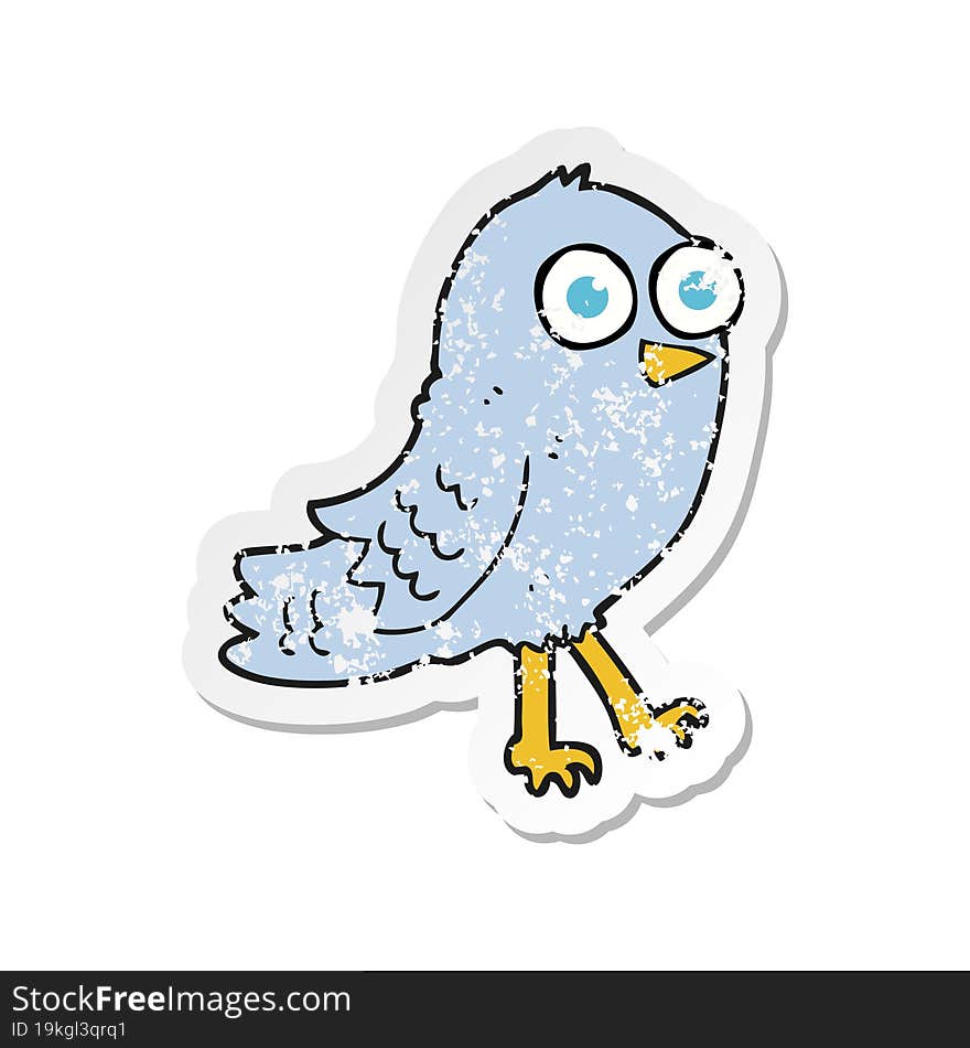 Retro Distressed Sticker Of A Cartoon Bird