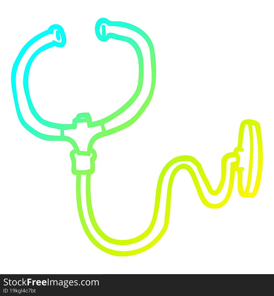 cold gradient line drawing of a cartoon stethoscope