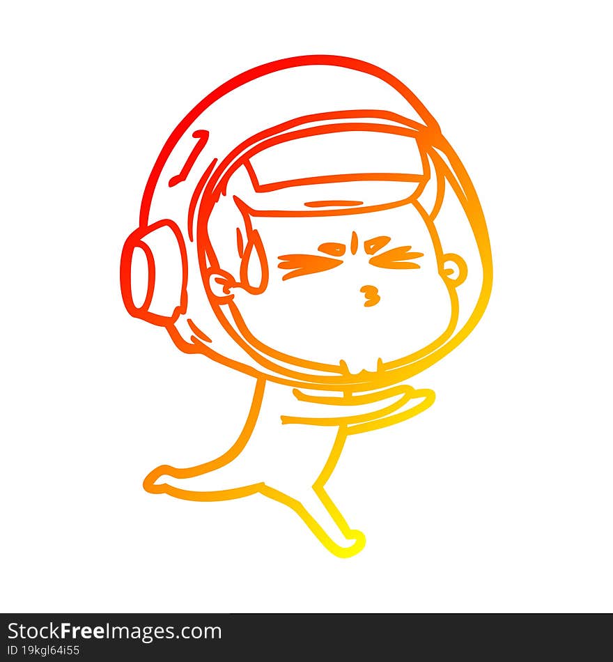 warm gradient line drawing cartoon stressed astronaut