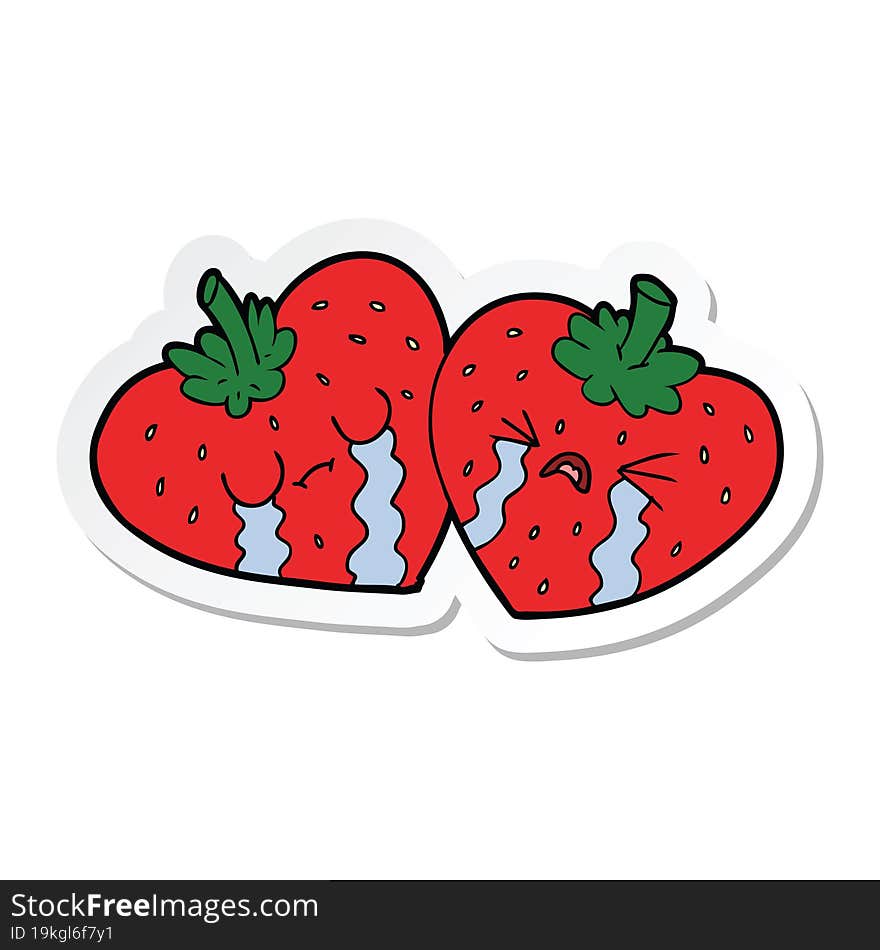 Sticker Of A Cartoon Strawberries