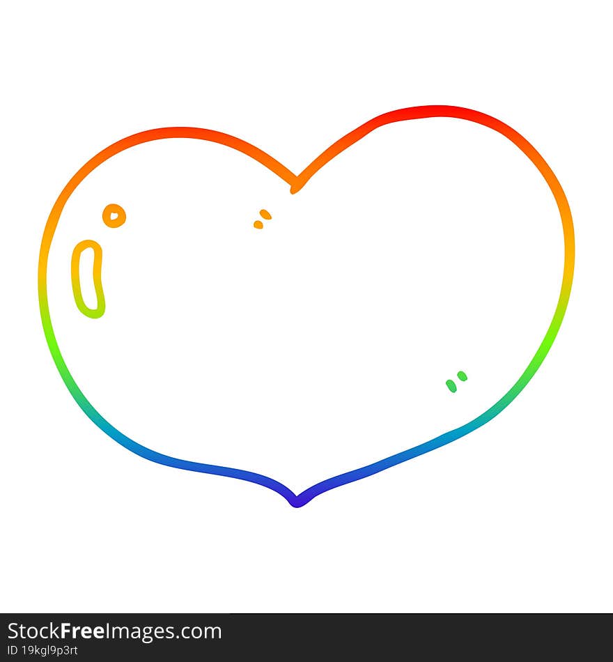 Rainbow Gradient Line Drawing Cartoon Love Heart