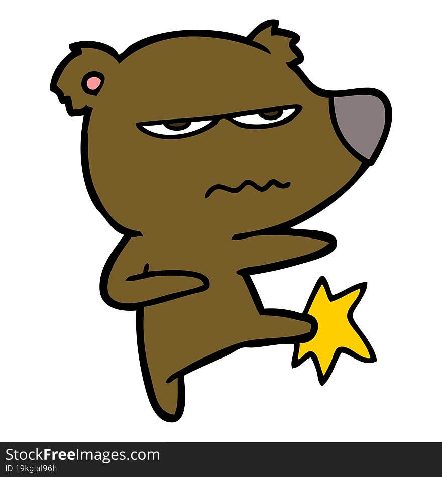 angry bear cartoon kicking. angry bear cartoon kicking