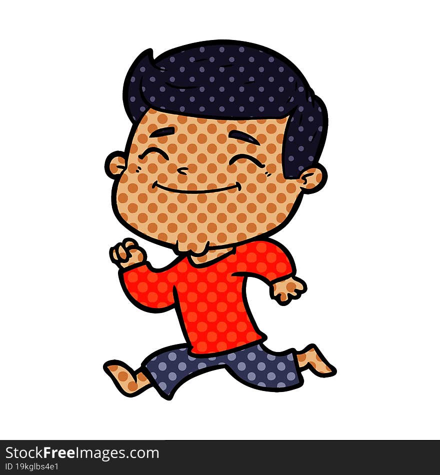 happy cartoon man running. happy cartoon man running