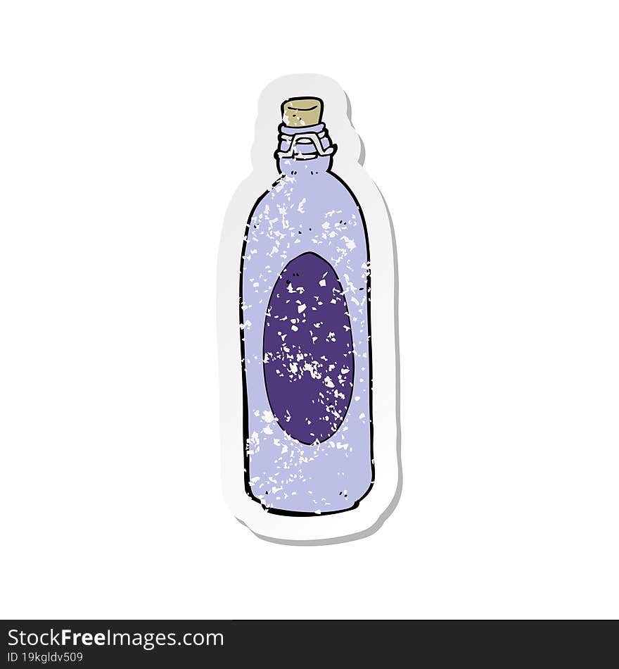 retro distressed sticker of a cartoon traditional bottle