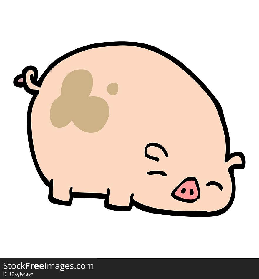 hand drawn doodle style cartoon pig