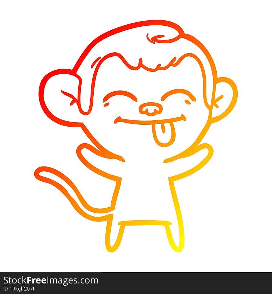 warm gradient line drawing funny cartoon monkey