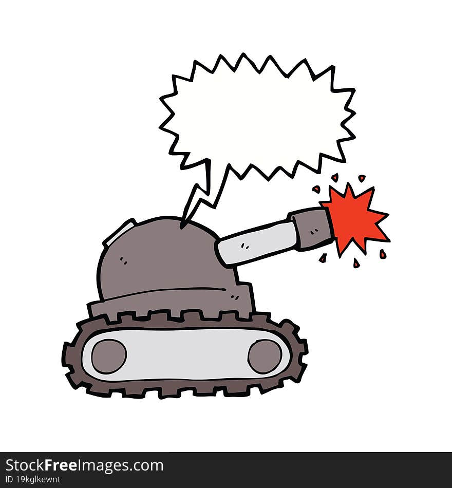 Cartoon Tank With Speech Bubble