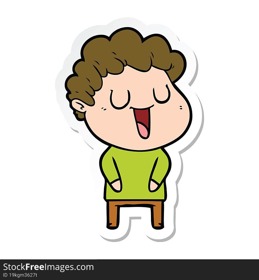 sticker of a laughing cartoon man