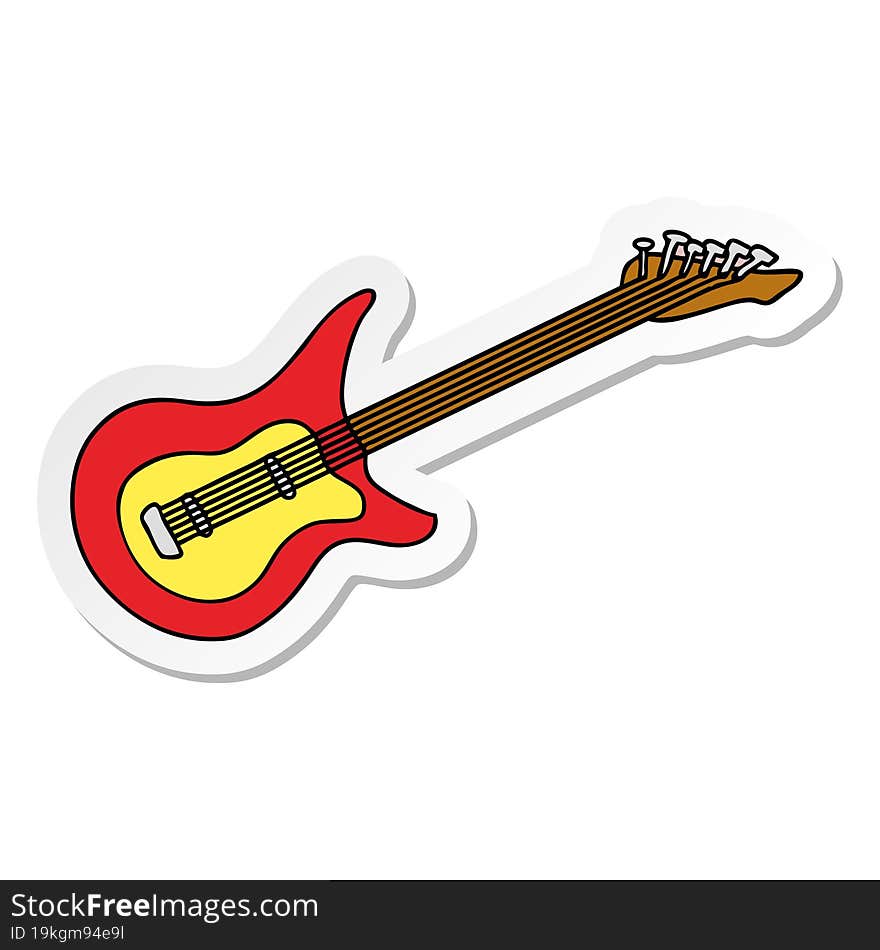 sticker cartoon doodle of a guitar