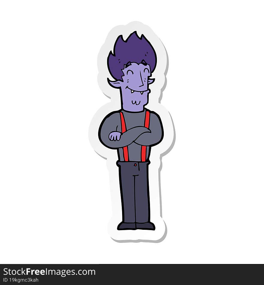 Sticker Of A Cartoon Happy Vampire Man