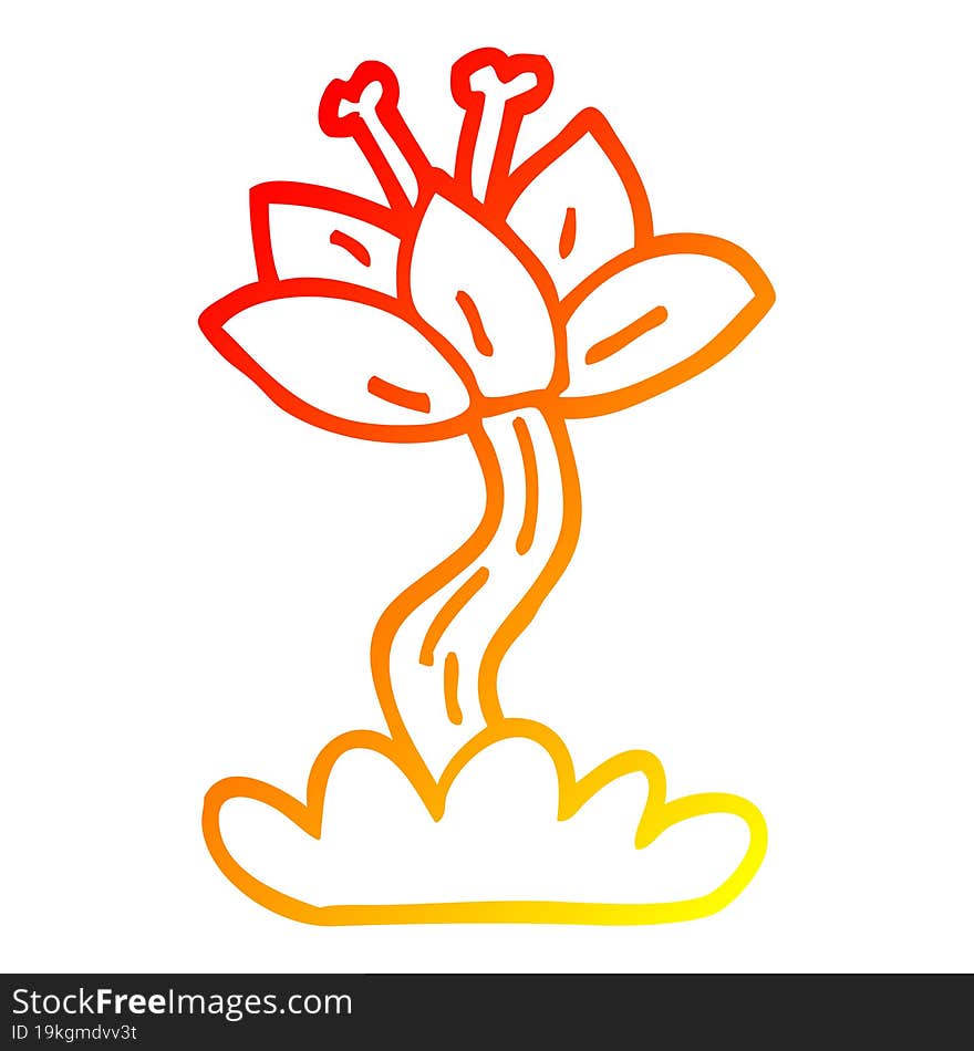 warm gradient line drawing cartoon red lilly