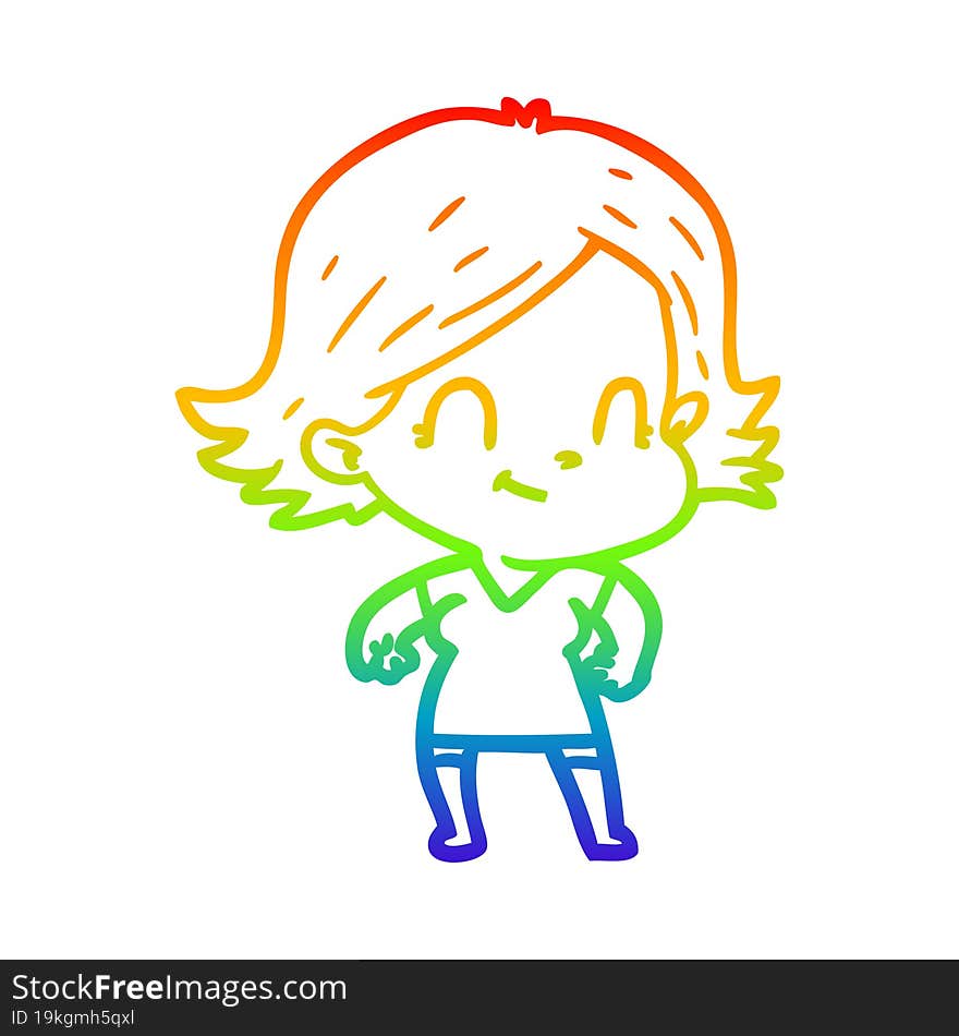 rainbow gradient line drawing cartoon friendly girl