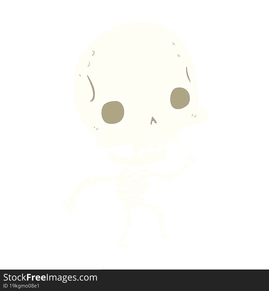 cute flat color style cartoon dancing skeleton