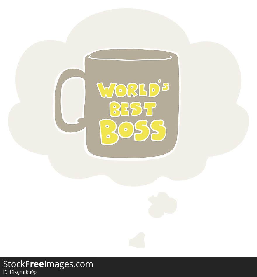 Worlds Best Boss Mug And Thought Bubble In Retro Style