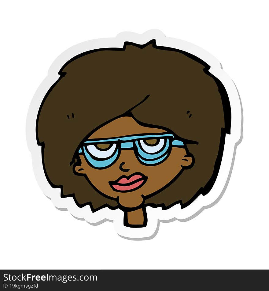 sticker of a cartoon woman wearing spectacles