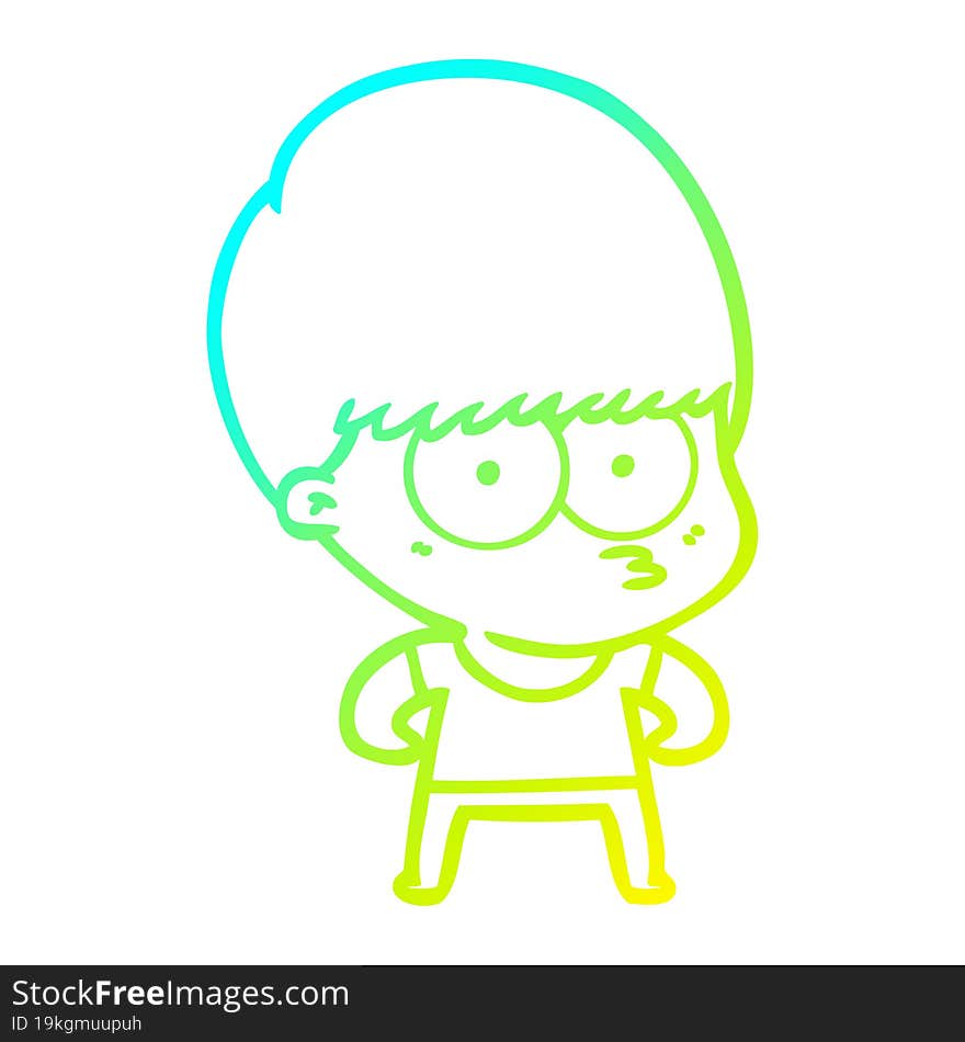 cold gradient line drawing curious cartoon boy