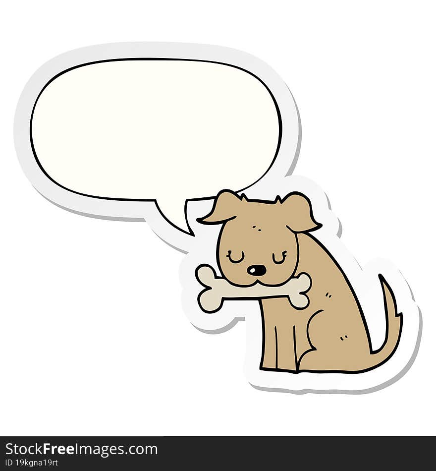 cartoon dog with speech bubble sticker. cartoon dog with speech bubble sticker