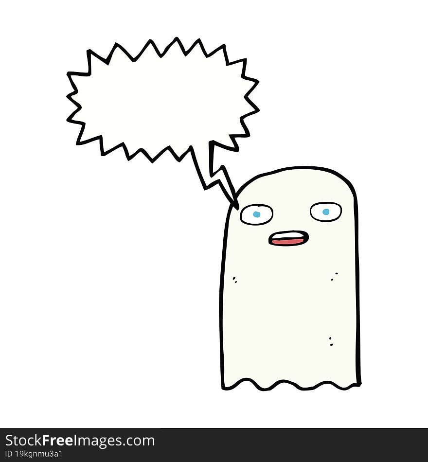 funny cartoon ghost with speech bubble