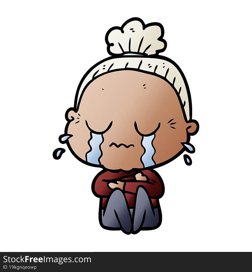 cartoon crying old lady. cartoon crying old lady