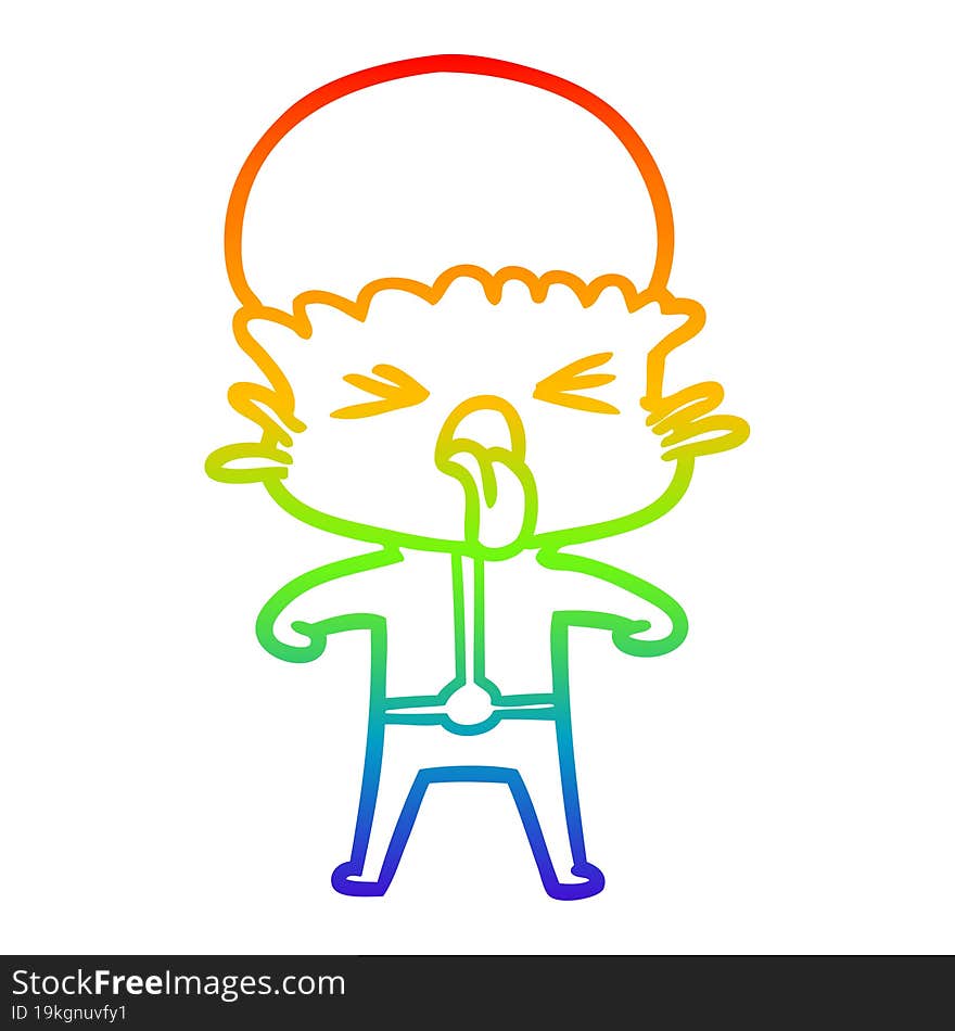 rainbow gradient line drawing disgusted cartoon alien