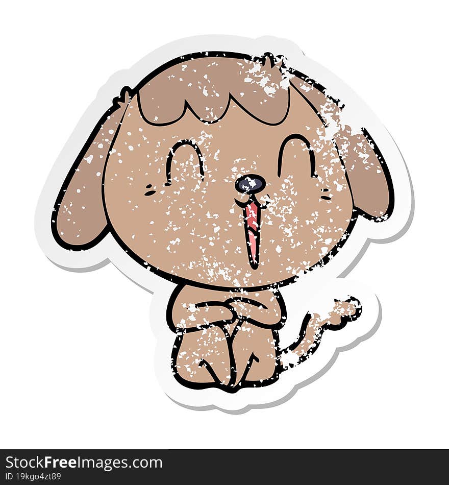 Distressed Sticker Of A Cute Cartoon Dog