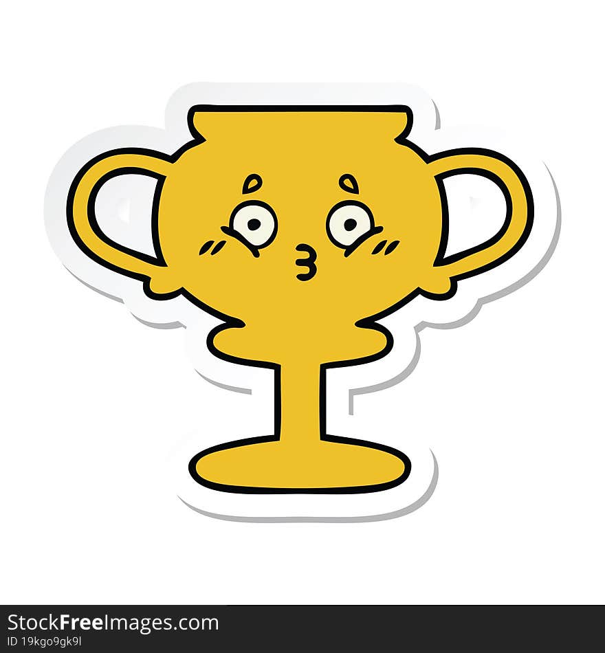 sticker of a cute cartoon trophy