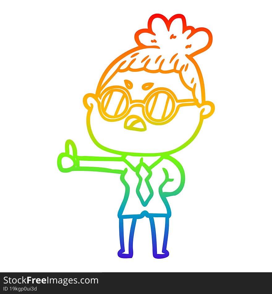 rainbow gradient line drawing cartoon annoyed woman