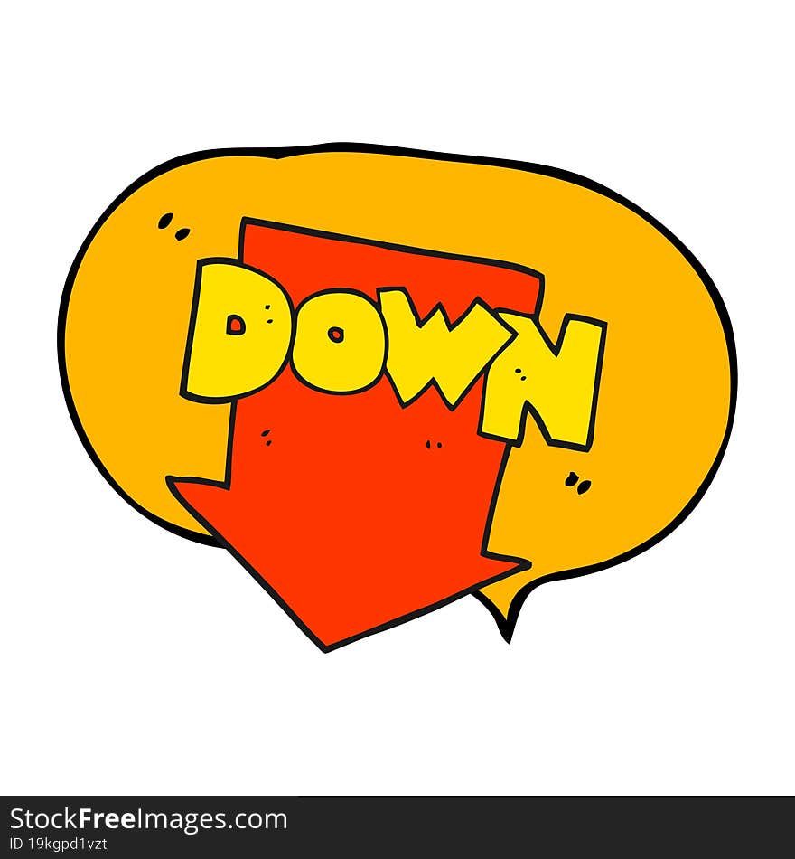 speech bubble cartoon down arrow symbol