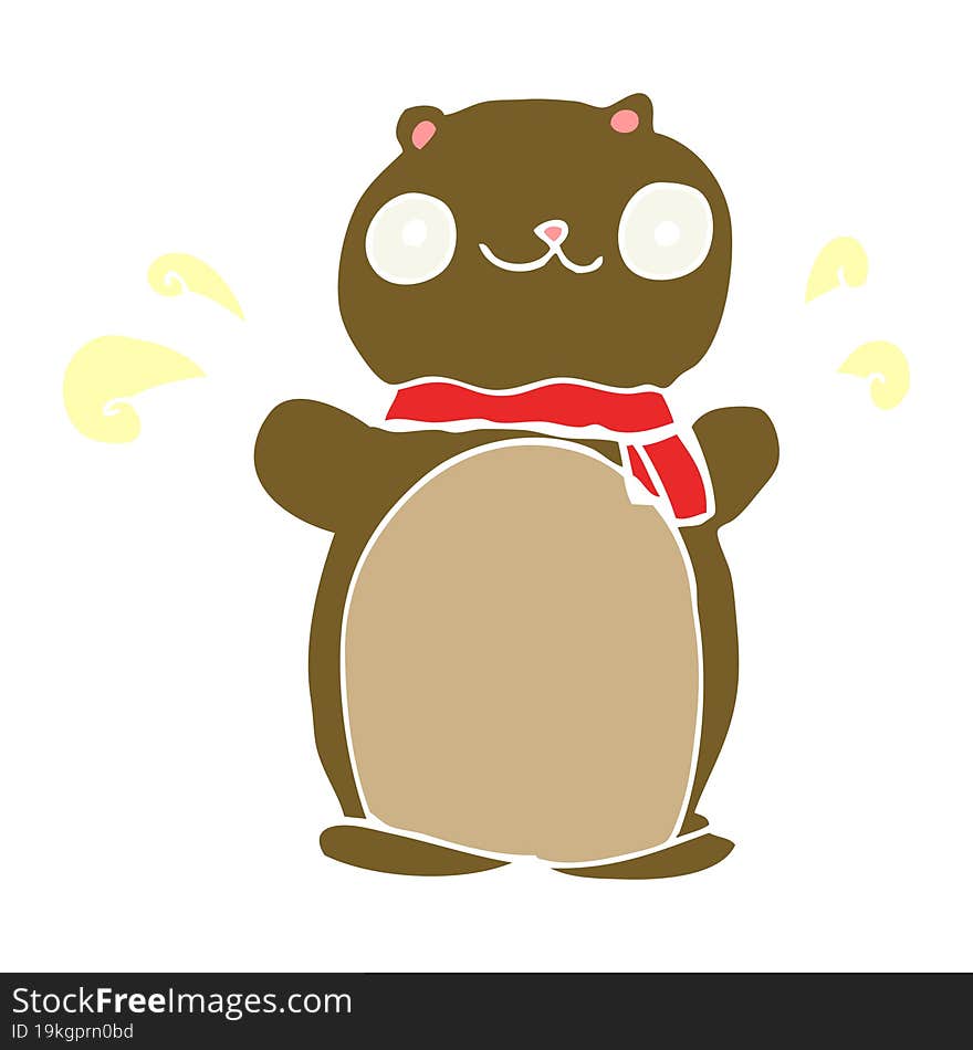 Flat Color Style Cartoon Happy Teddy Bear