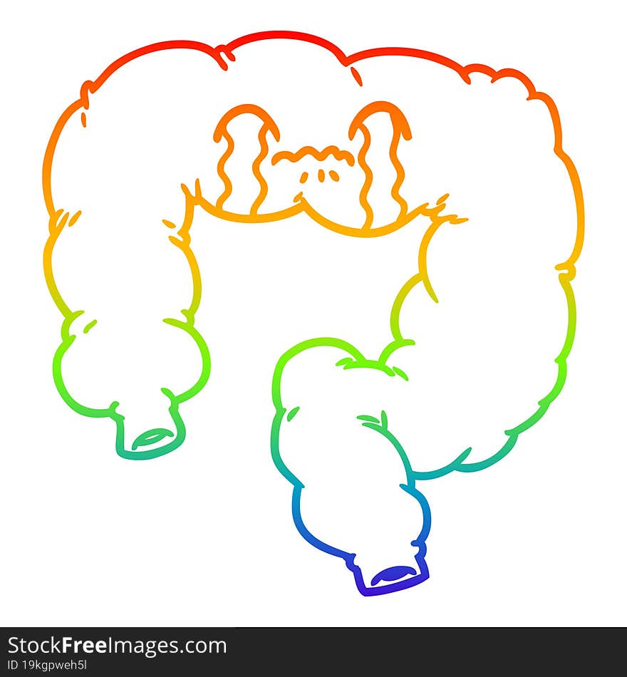 rainbow gradient line drawing cartoon colon