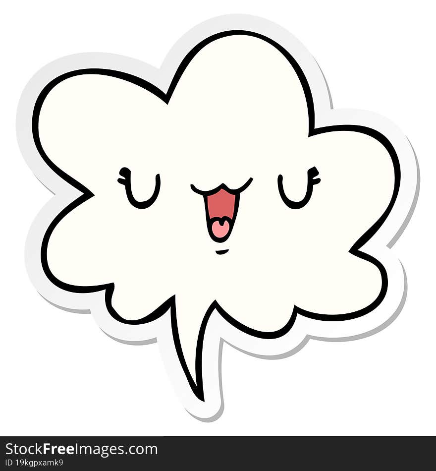 Cute Happy Cartoon Face And Speech Bubble Sticker