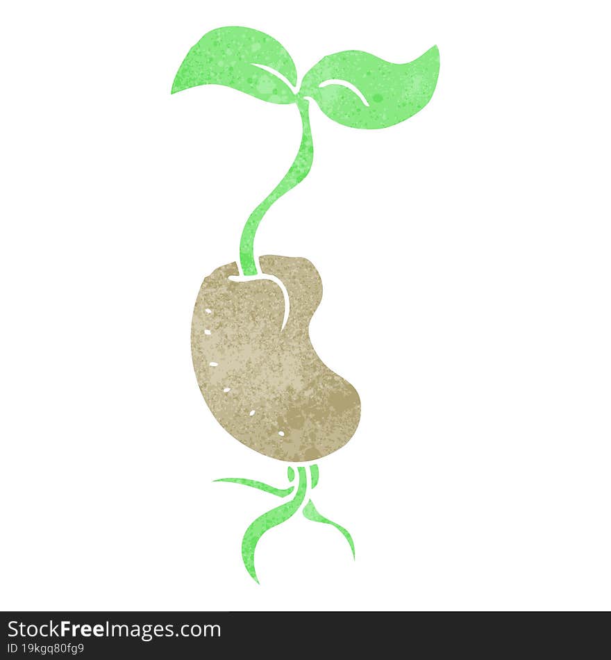 retro cartoon sprouting seed