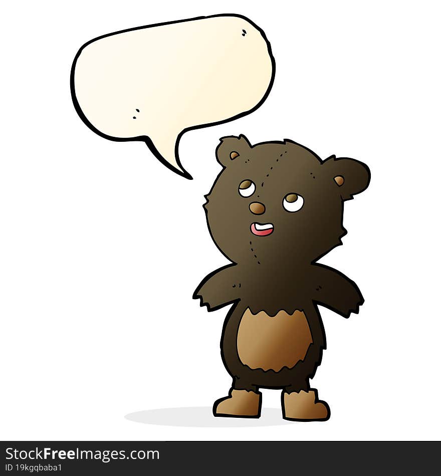 cartoon black bear with speech bubble