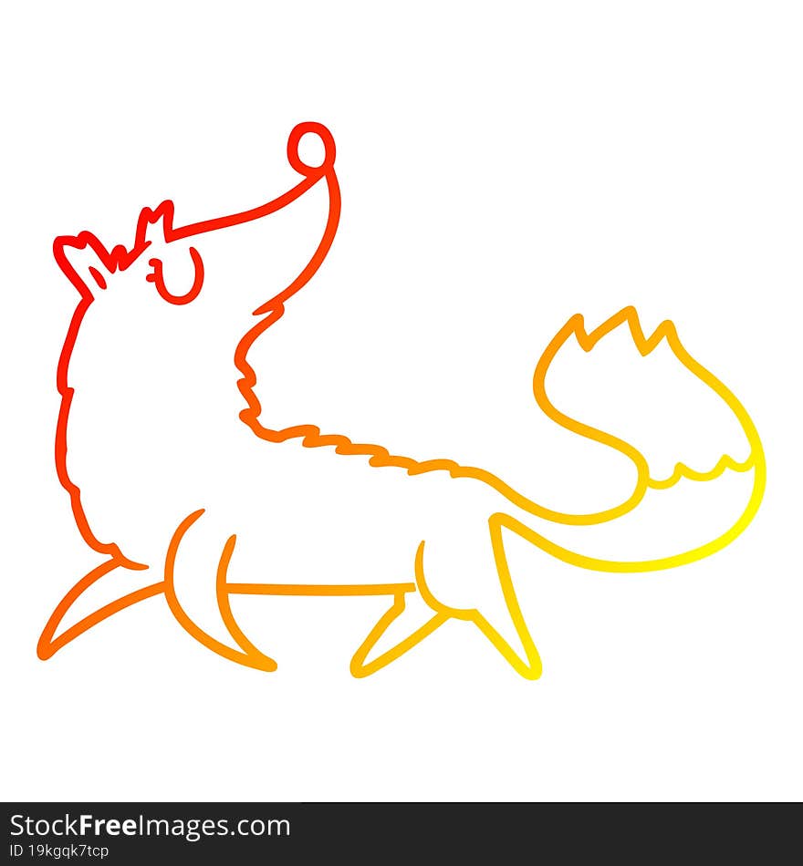 warm gradient line drawing cartoon fox