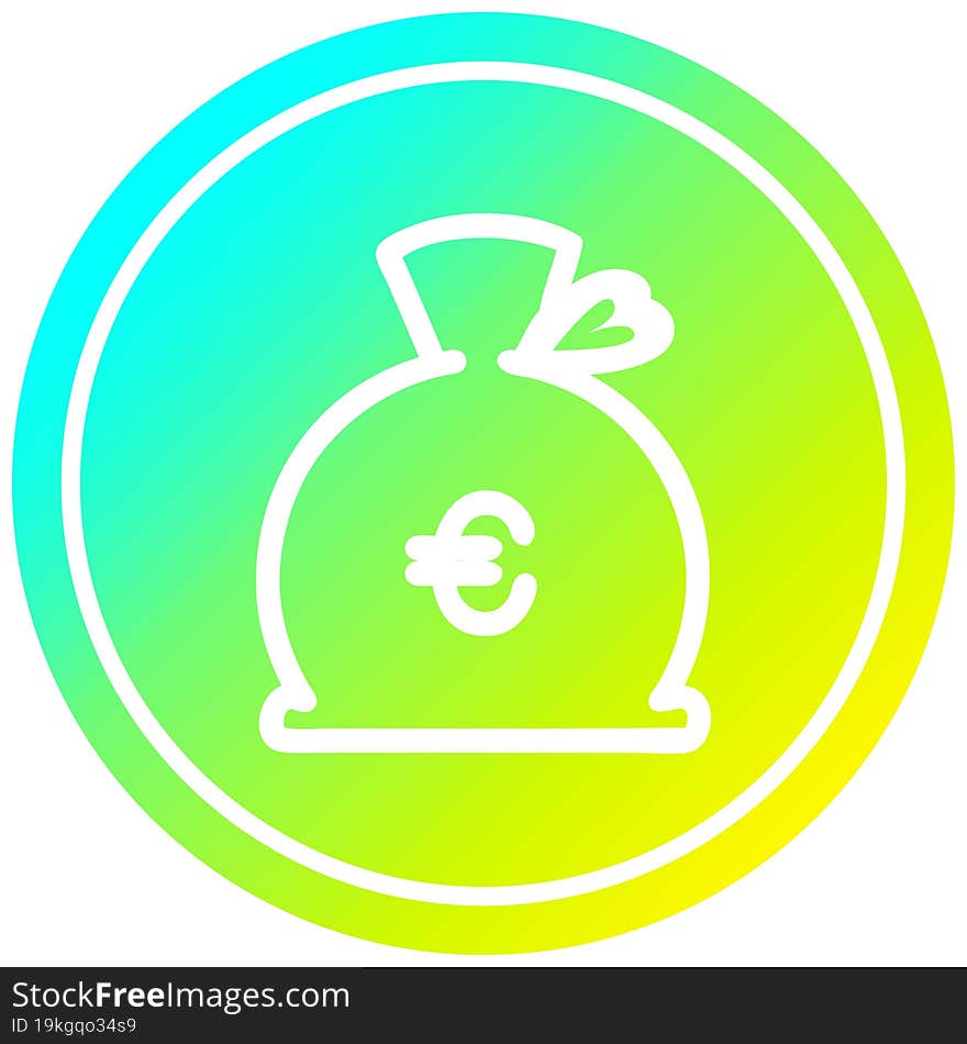 money sack circular in cold gradient spectrum