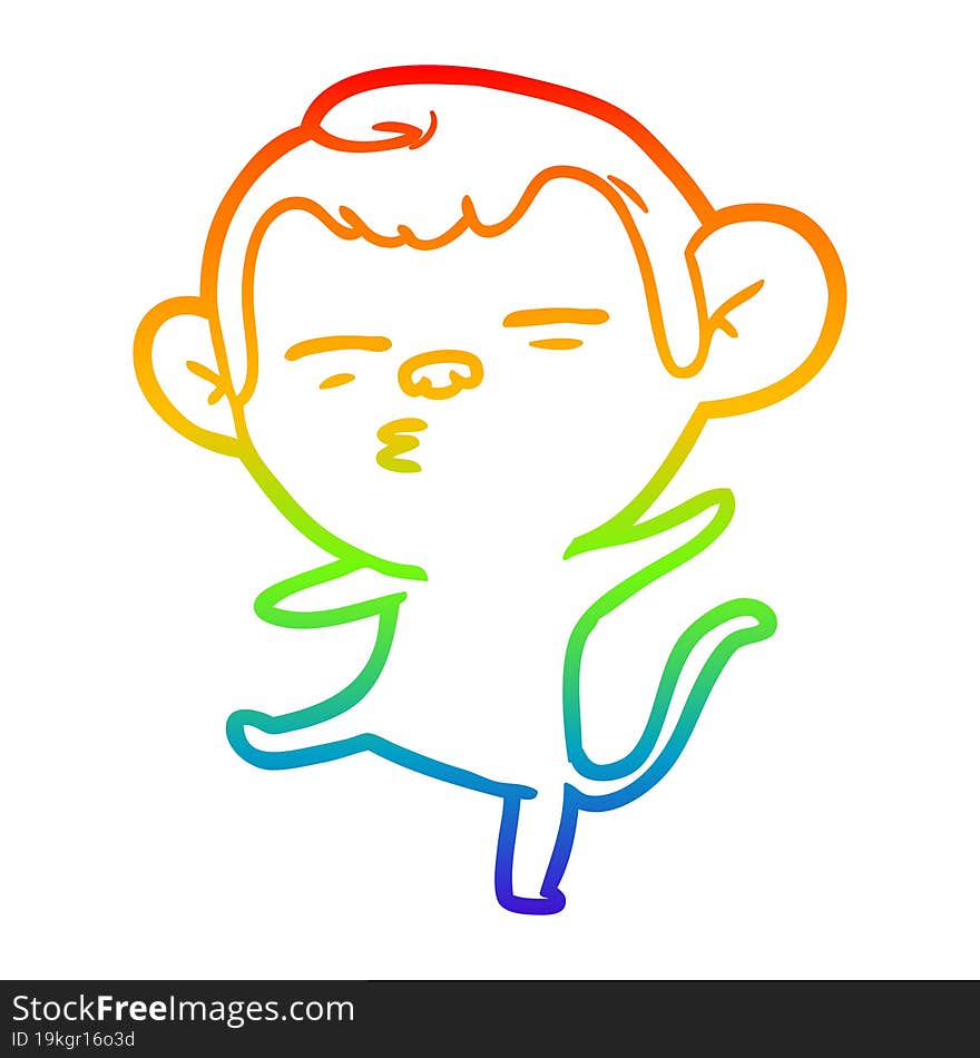 rainbow gradient line drawing cartoon suspicious monkey