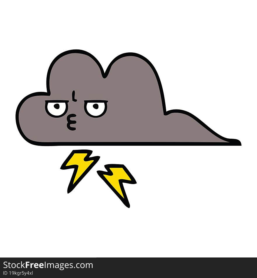 cute cartoon of a storm cloud. cute cartoon of a storm cloud